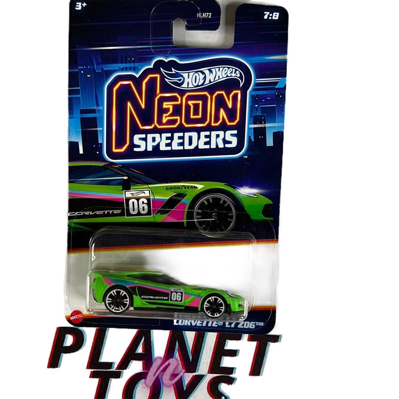 Hot wheels series neon speeders diecast car - scale 1:64 set 7 8