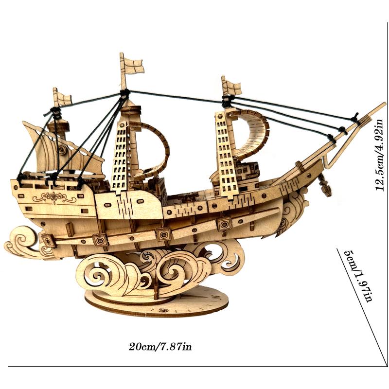 3D Wooden Puzzle for Adults, Vintage Wooden Watercraft Model Kit to Build, Best Gift Ideas - Sailling Ship