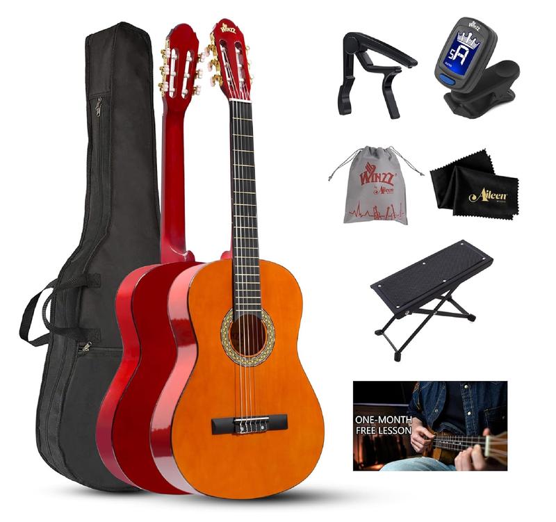 39 Inches Classical Guitar Full Size Beginner Acoustic with Online Lessons Bag Capo Tuner Strings - LEVENTPRO