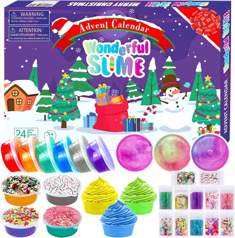 [BLACK FRIDAY OFFER] 2024 Fidget Advent Calendar – 24 Days of Crystal Slime Christmas Countdown Toys | Fun Holiday Gift Set Party Favors, Perfect Xmas Surprise for Boys and Girls