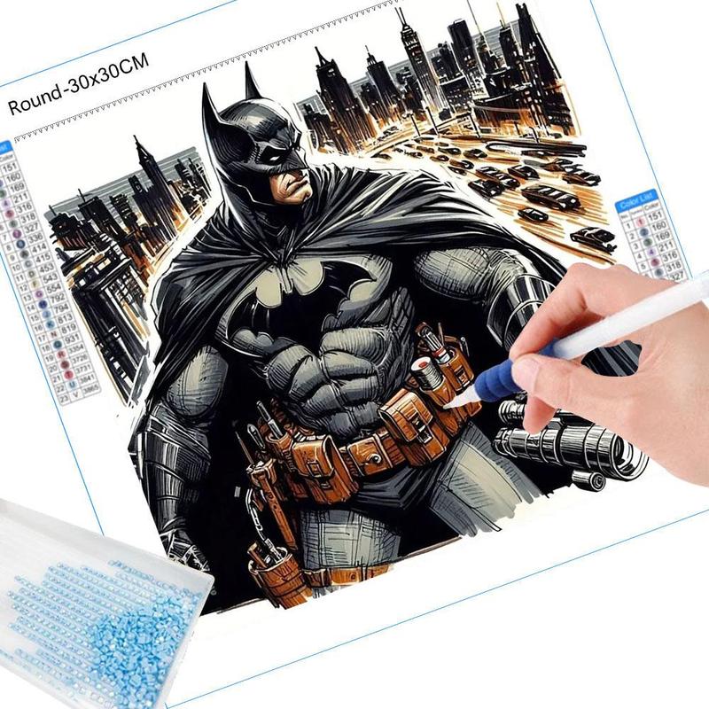 Batman Pattern DIY Diamond Arts Colorful Painting Kit without Frame, DIY 5D Diamond Arts Colorful Painting for Home Bedroom Wall Decor