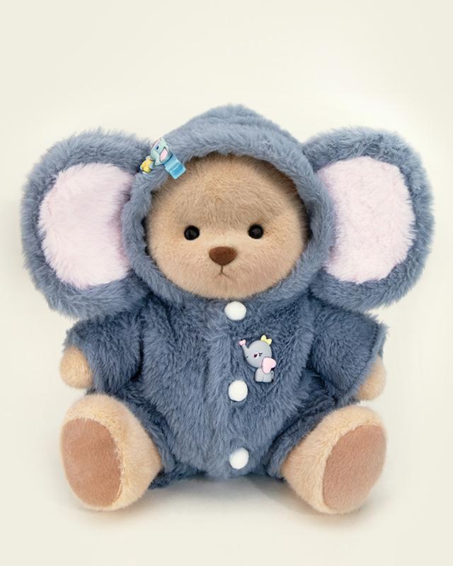 Getahug Fluffy Little Elephant Pushies | Handmade Jointed Teddy Bear Gifts, White Bear With Outfit | Carebears