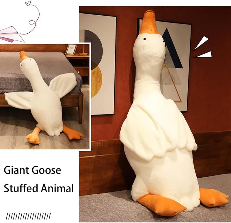 Giant White Goose Plush-75 in Soft Furry Swan Stuffed Animal Pillow,Huge Goose Plush Hugging Pillow Gifts for Every Age (75in)