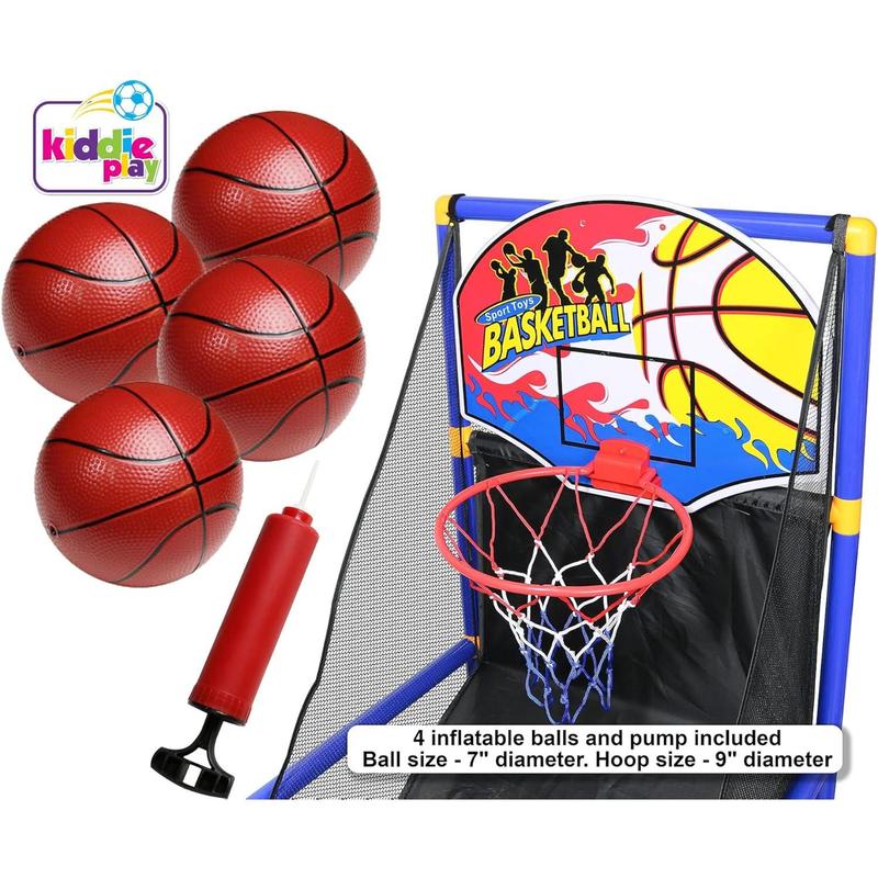 Kiddie Play Toy Basketball Hoop Arcade Game Set | with 4 Balls & Air Pump, Indoor Outdoors Sports Toys for Kids