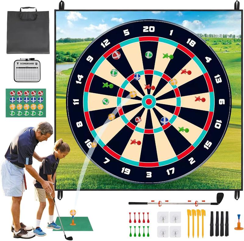 Golf Chipping Game Mat Set,Dart Practice Hitting Mats Golf Game for Adults Indoor Outdoor,Backyard Play Equipment Stick Chip Game Golf Set with Sticky Balls and Darts