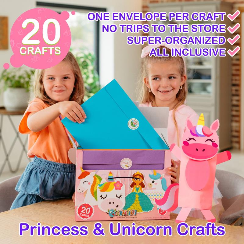 20 Crafts in a Box - Simple Paper Crafts for Kids Ages 3-8 - Low Mess - Easy to complete - All-Inclusive