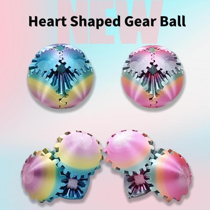 3D Printed Heart-shaped Gear Ball, 1 Count Spin Ball Gear, Work Or Travel Stress Relief Fidget Toy, Perfect for Stress and Anxiety Relaxing