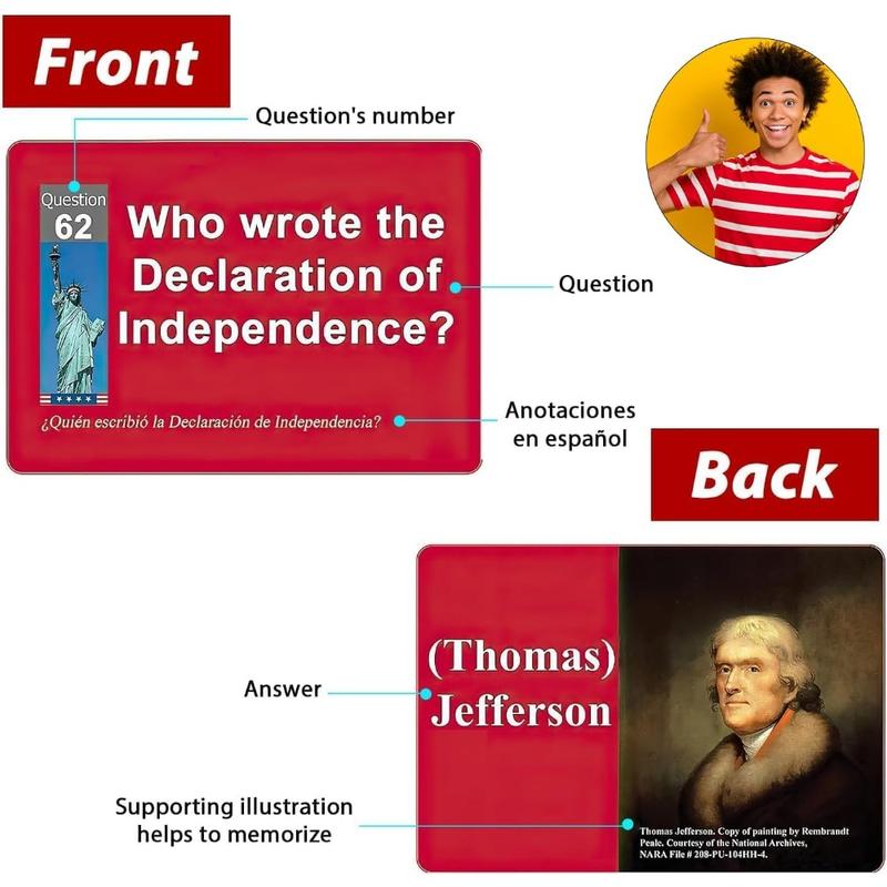 US Citizenship Flash Cards 2025, Naturalization Test Study American Civics 100 USCIS Questions and Answers Flashcards(1 Set), Medium