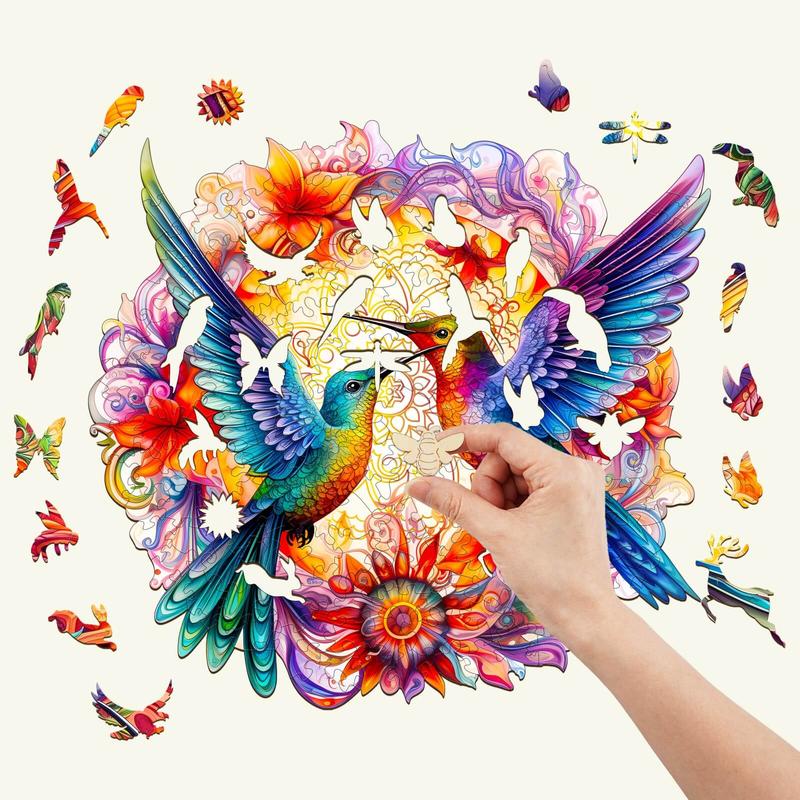 Hummingbirds-2 Wooden Jigsaw Puzzle for Kids and Adults