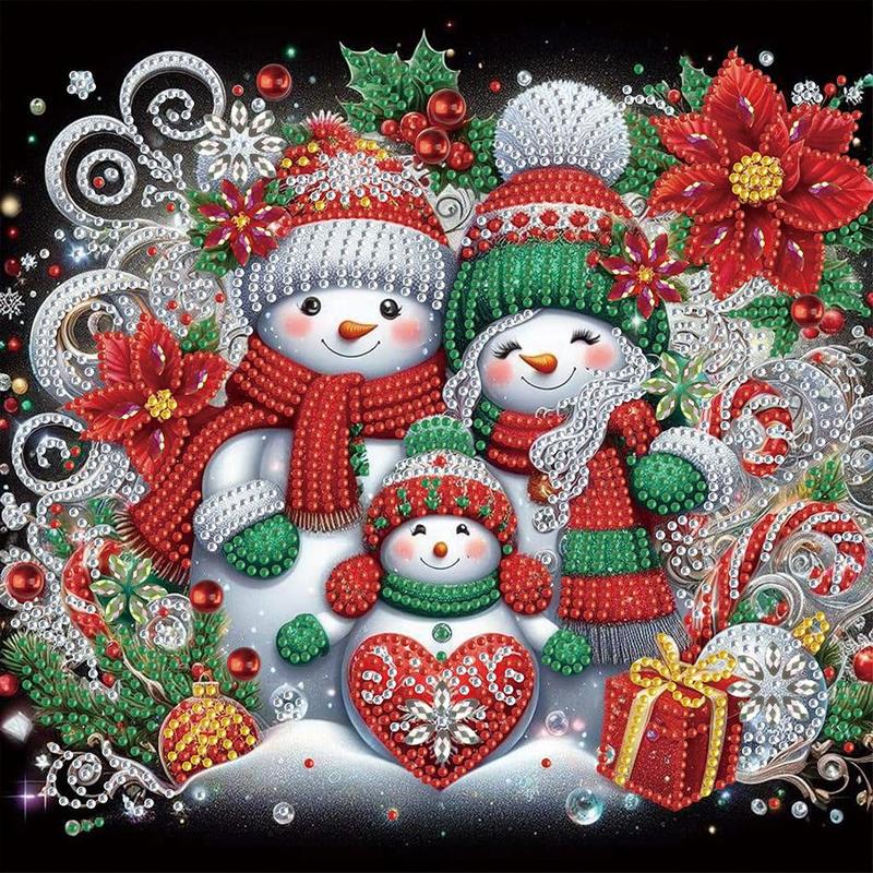 Snowman Pattern DIY Diamond Arts Painting Kit without Frame, 5D Diamond Arts Colorful Painting Kit, Wall Art Decor for Home Living Room Bedroom