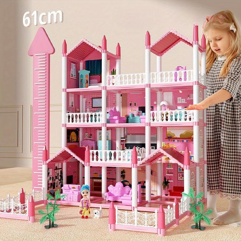 4-layer Doll House with Sticker, 1 Box DIY Doll House Toy Set, Pretend Game Toy for Girls, Birthday Gift for Kids