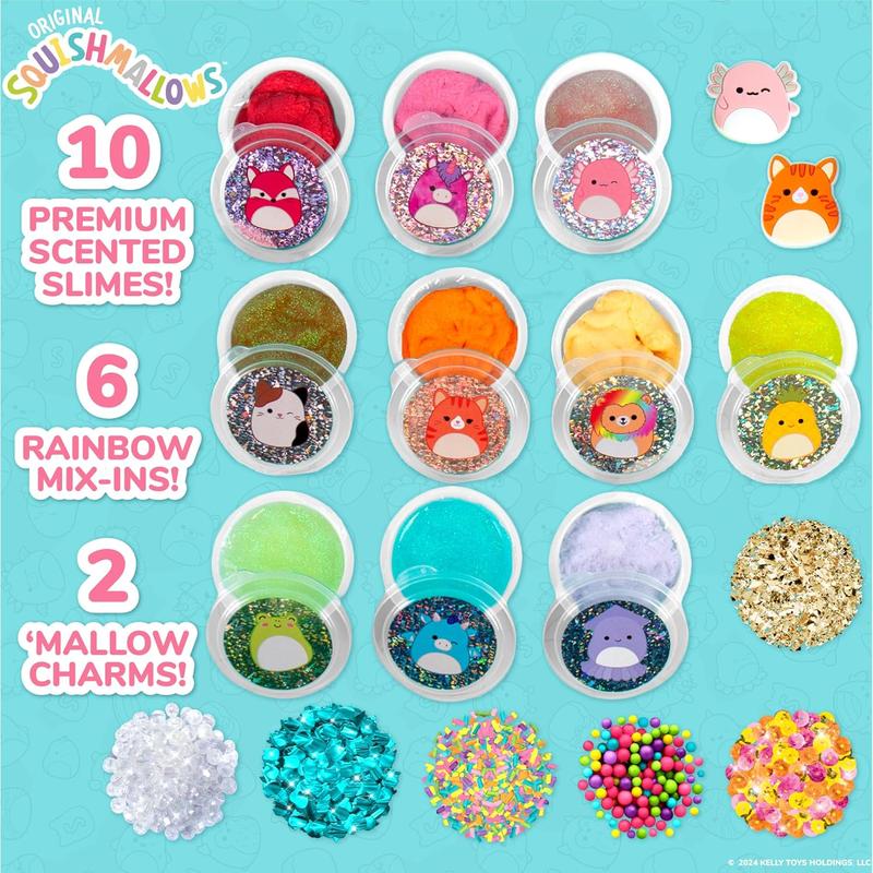 SQUISHMALLOWS Original Ultimate Slime Mix'Ins, 10-Pack, Glitter & Cloud Slime, 8 Fun Slime Add Ins, Pre-Made Slime for Kids, Crunchy Slime, Slime Bulk, Great 6 Year Old Toys, Super Soft Sludge Toy