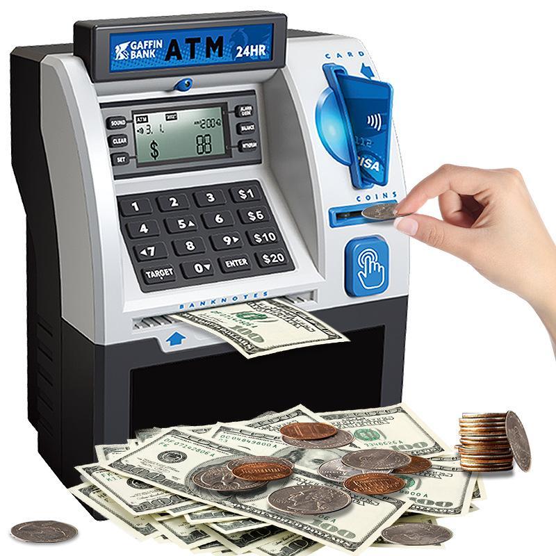 Kids Piggy Bank ATM Toy, a fun,interactive way to teach kids about moneysavings. With a realistic ATM keypad,password security, and the ability to saveboth coins and bills, it's perfect forbirthdays,holidays