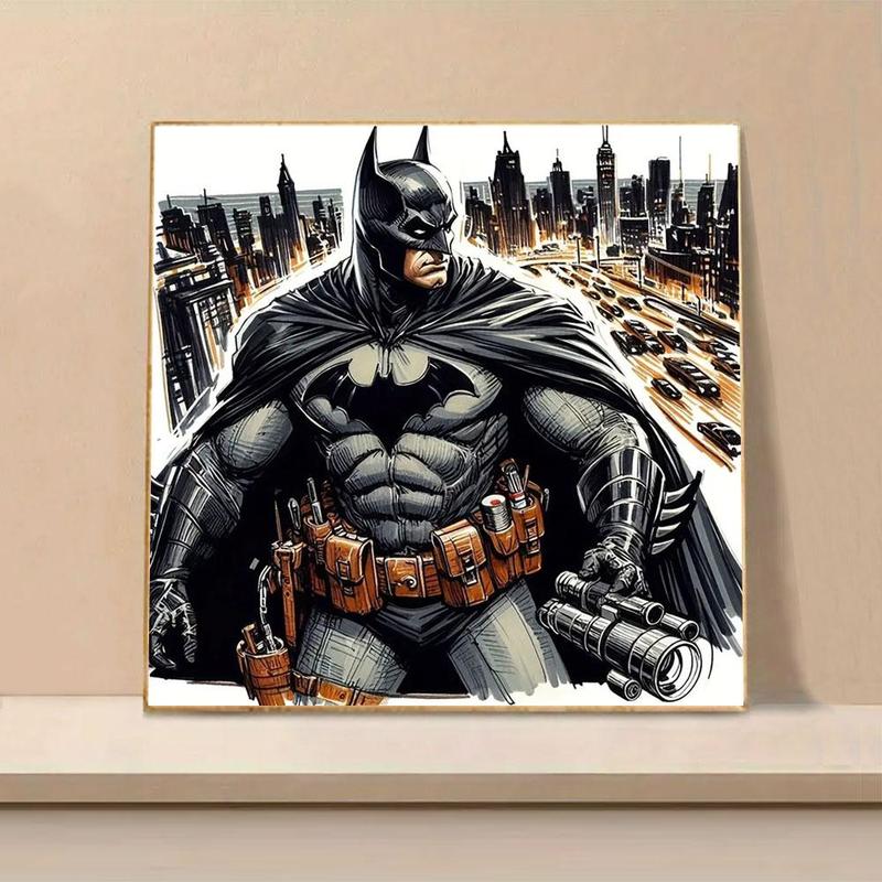 Batman Pattern DIY Diamond Arts Colorful Painting Kit without Frame, DIY 5D Diamond Arts Colorful Painting for Home Bedroom Wall Decor