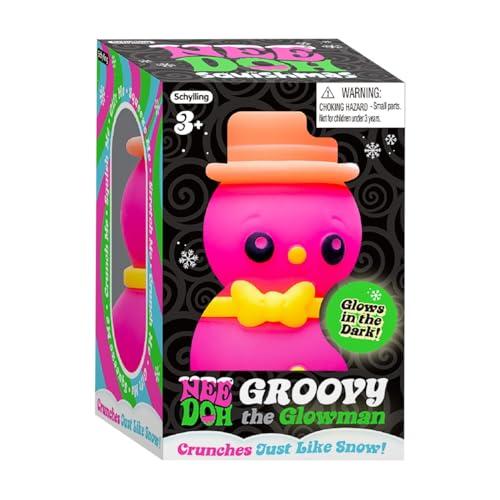 Schylling NeeDoh Squishmas Groovy Glowman - Christmas Fidget Toy - Satisfying Snow-Like Crunch in Assorted Colors - Ages 3 to Adult (Pack of 1)