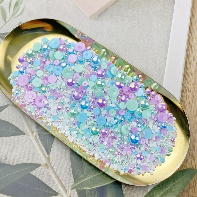 Mixed Color Flat Back Pearl and Rhinestone Combination (1200pcs), DIY Jewelry Making Supplies for Nail Face Art Crafts Jewelry Decoration, Bottles, Cups, Nails, Clothes Shoes