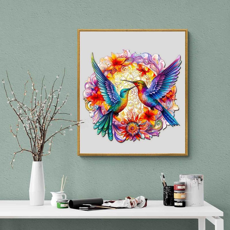 Hummingbirds-2 Wooden Jigsaw Puzzle for Kids and Adults