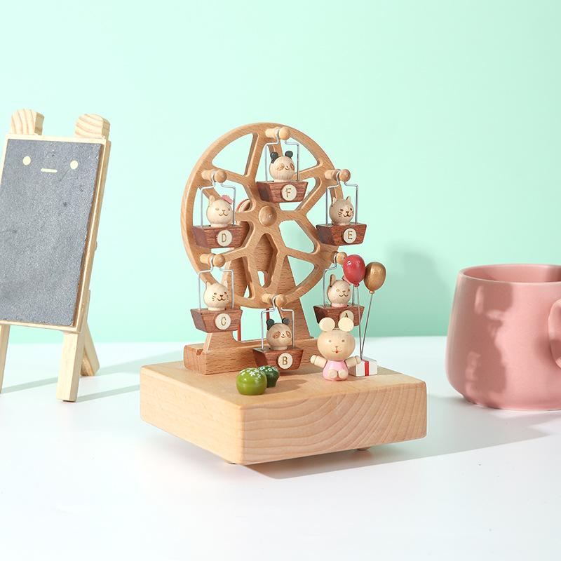 Wooden Music Box - Sky City Rotating Ferris Wheel Music Box Eight-Tone Box Wooden Creative Gifts for Lover, Boyfriend, Girlfriend, Husband, Wife