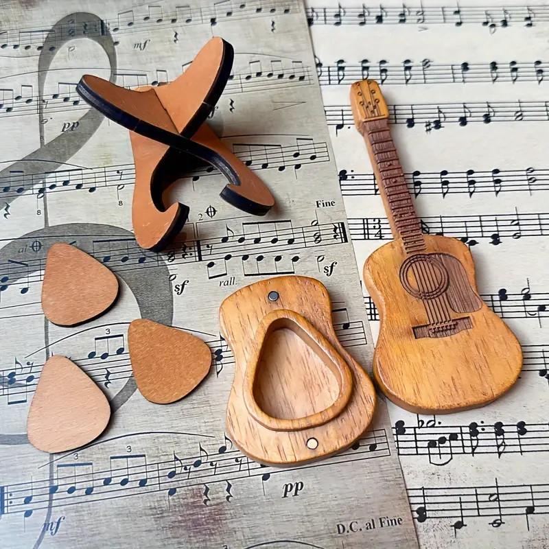 Wooden Guitar Pick Holder, Guitar Pick Storage Box with Stand, Guitar Pick Holder for Guitar, Bass, Ukulele Player, Music Accessories, Christmas Gift