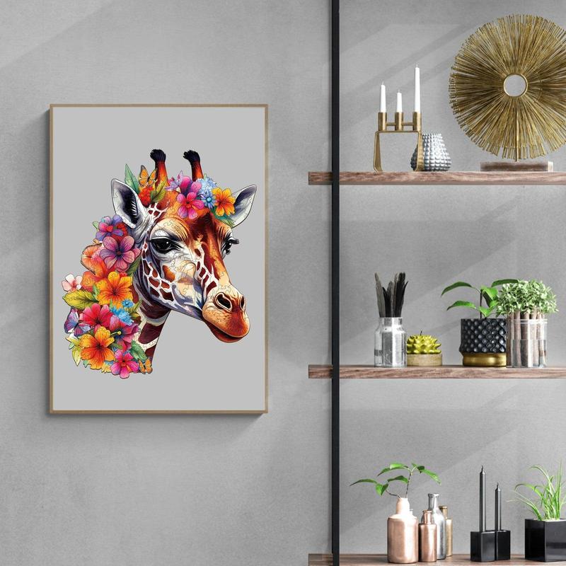 Flowers And Giraffes Wooden Jigsaw Puzzle