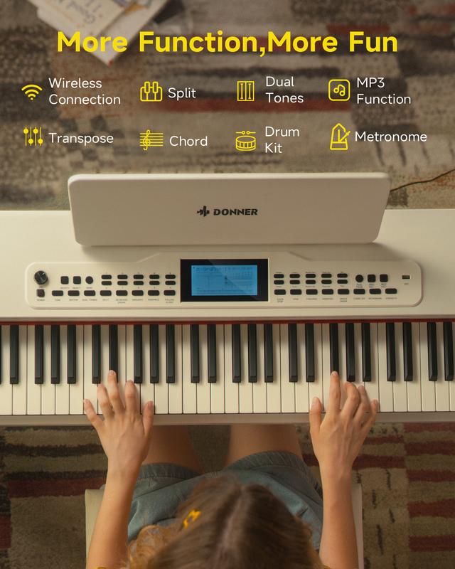 Donner DDP-95 88 Key Weighted Upright Digital Piano for Beginners White