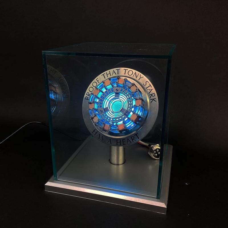 Iron Man Arc Reactor 1:1 Ratio, Vibration Sensing, LED Light, USB Connection, with Display Case. for Collections