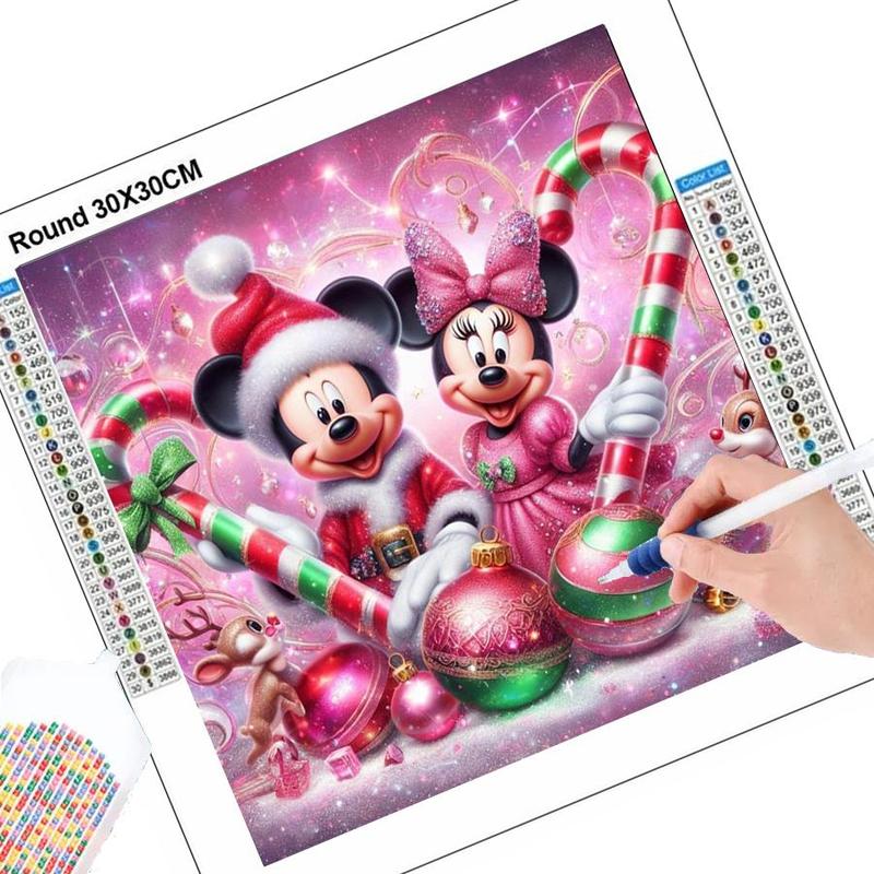 Cartoon Mickey & Minnie Mouse Pattern DIY Diamond Arts Colorful Painting Kit without Frame, DIY Decorative Art Picture, Wall Art Decor for Home