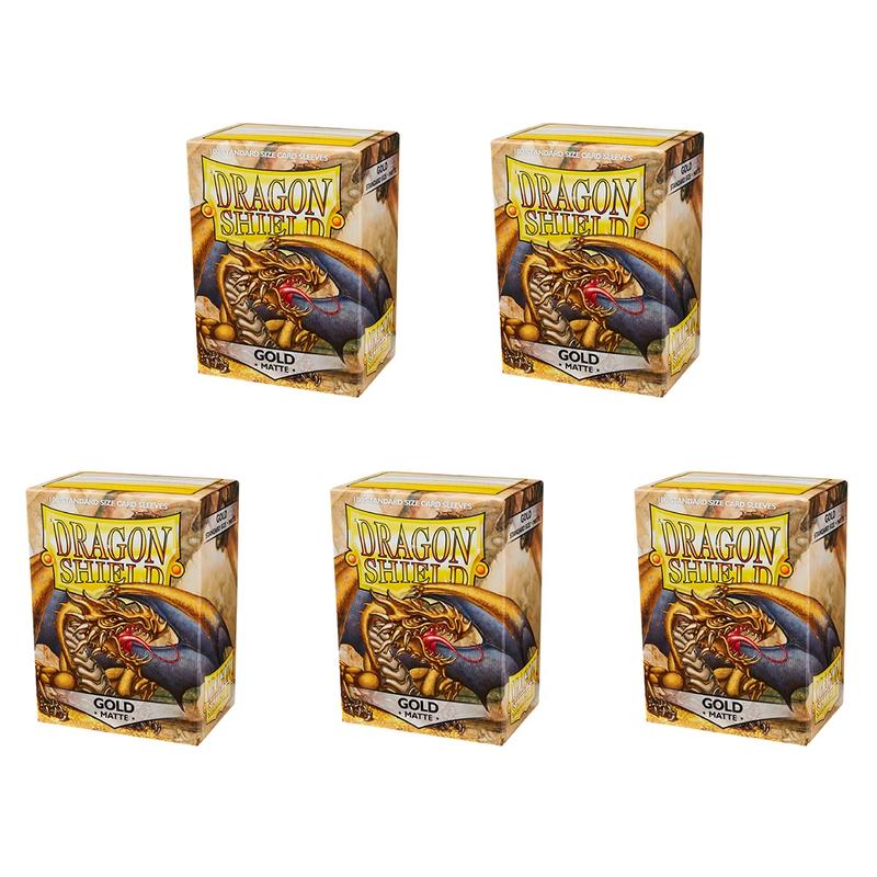 5 Packs Dragon Shield Matte Clear Black Blue Yellow Copper Gold Ivory White Green Crimson Emerald Magenta Standard Size 100ct Card Sleeves Value Bundle