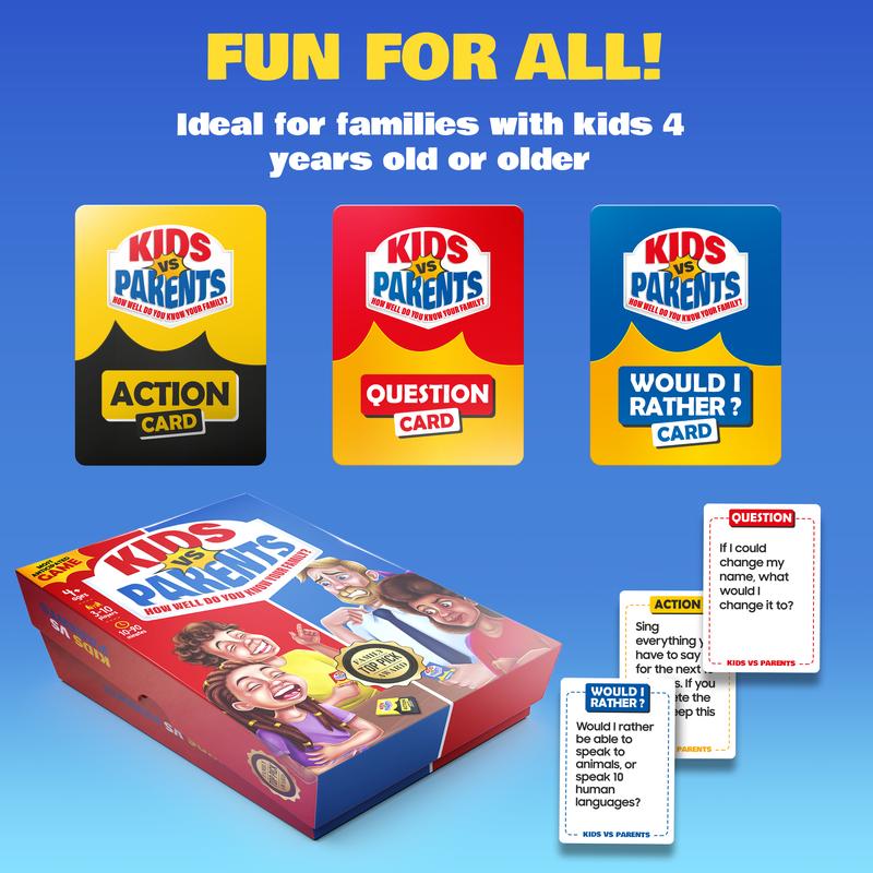 Kids VS Parents - Family Game for Kids 4-12 | Games for Family Game Night | Fun Kids Card Games