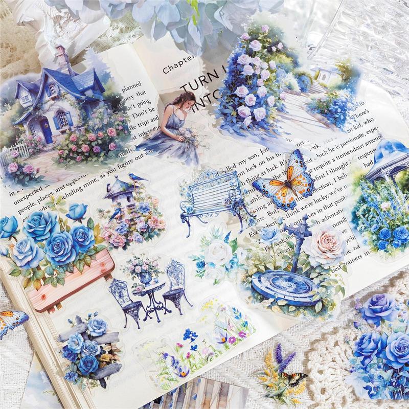 Vintage Flower House Pattern Sticker, 30pcs pack Scrapbooking & Journal Making Material Paper, DIY Decorative Sticker for Stationery Computer Water Bottle