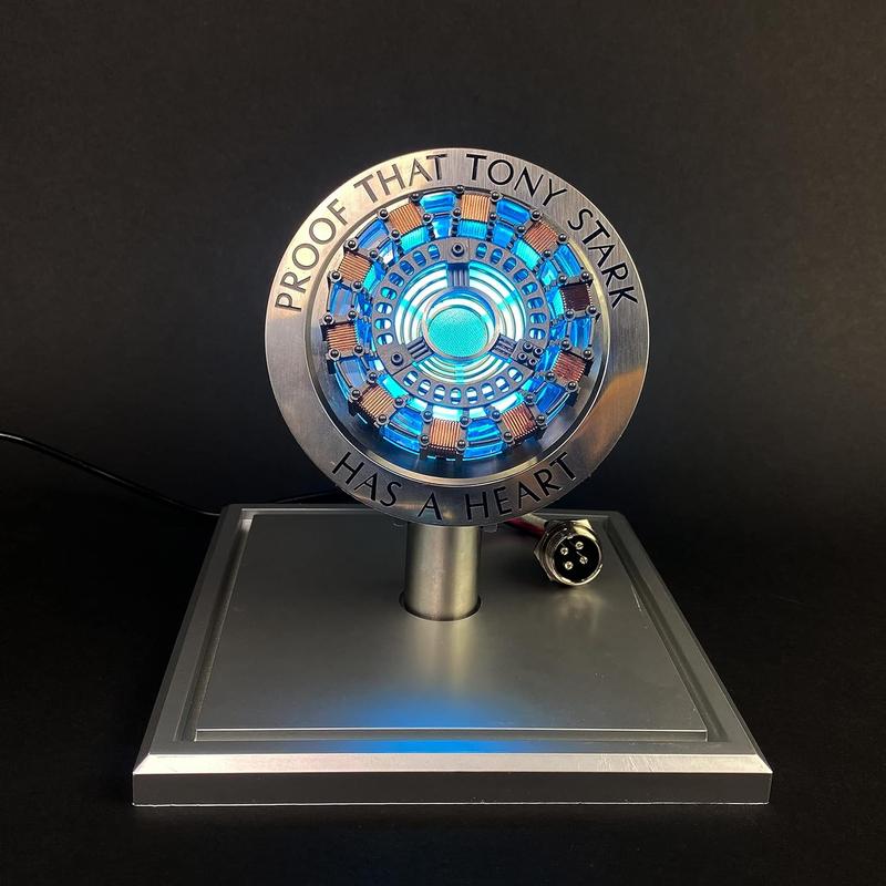 Iron Man Arc Reactor 1:1 Ratio, Vibration Sensing, LED Light, USB Connection, with Display Case. for Collections