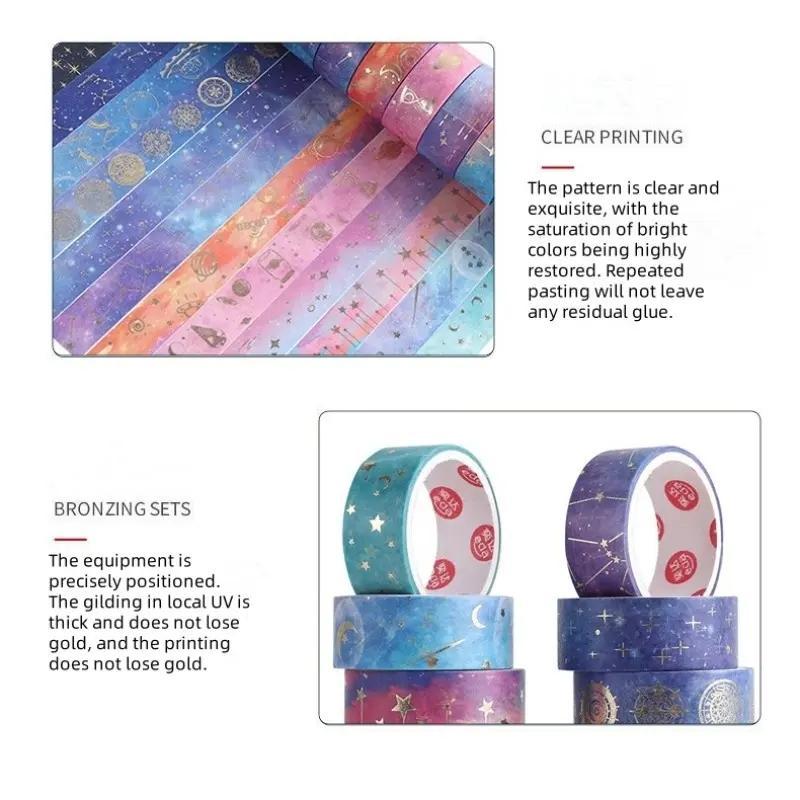 Starry Sky Themed Washi Tape Set for Christmas Gift, 12 Rolls box Handbook DIY Decoration Aesthetic Sticker, Scrapbooking & Journal Making Material Gift for Student