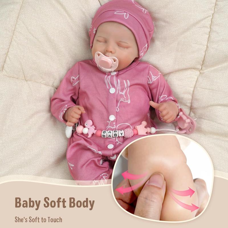 Lifelike Reborn Baby Dolls Girl- 17-Inch Poseable Realistic-Newborn Baby Dolls Full Vinyl Body Anatomically Correct Real Life Baby Dolls with Feeding Kit Gift Box for Kids Age 3+