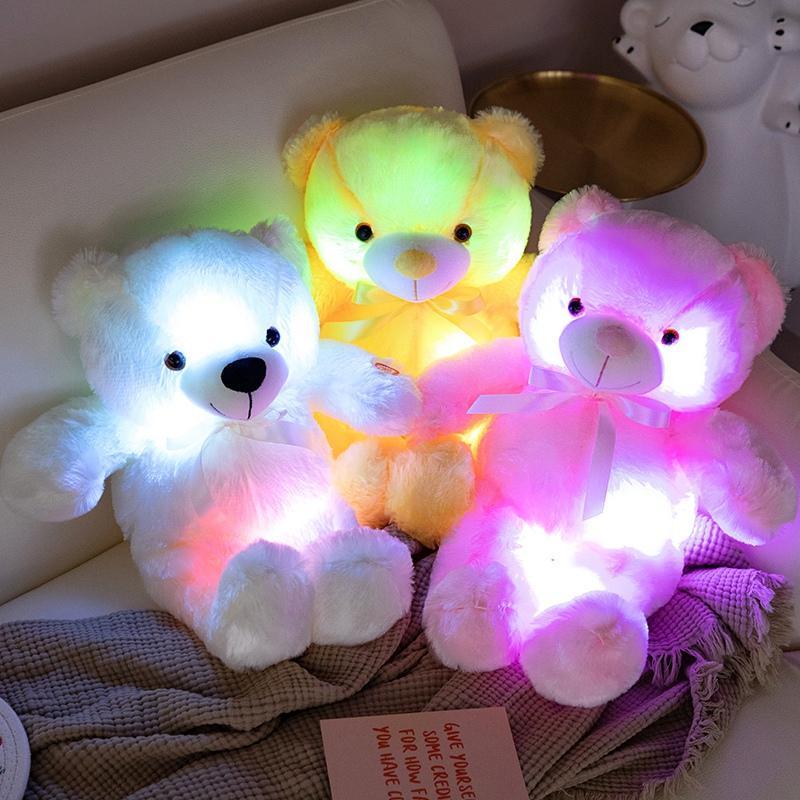 Glowing Bear Plush Toy, 1 Count Soft Bear Stuffed Doll with LED Light, Cute Animals Design Doll for Birthday Gift, Home Decoration