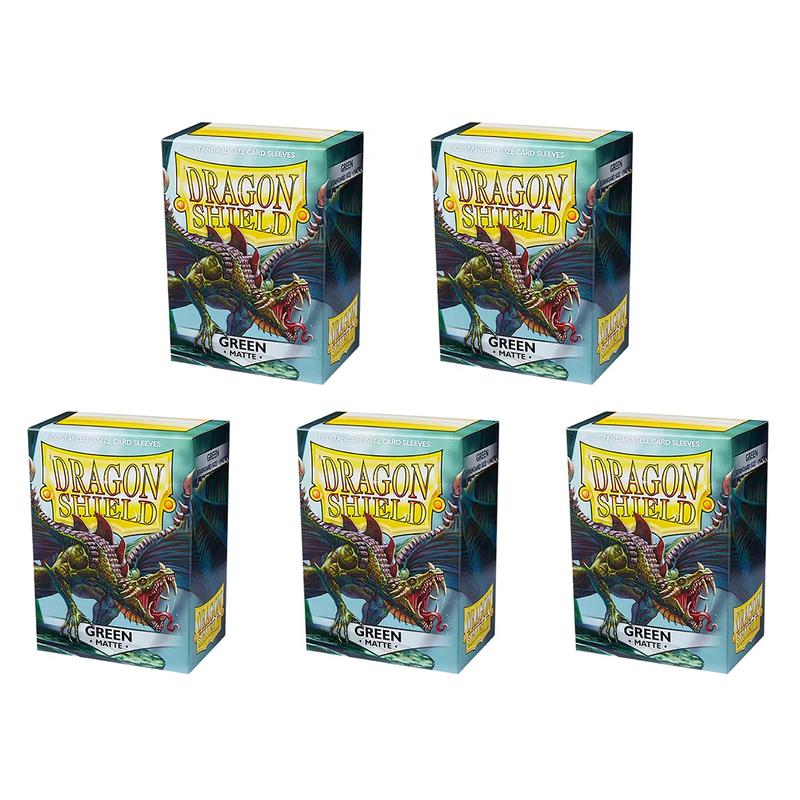 5 Packs Dragon Shield Matte Clear Black Blue Yellow Copper Gold Ivory White Green Crimson Emerald Magenta Standard Size 100ct Card Sleeves Value Bundle