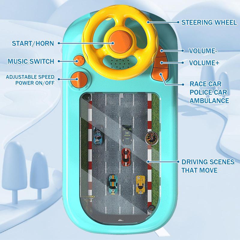 Car Racing Adventure Toy with Steering Wheel, Racing Adventure Car Steering Wheel Driving Games, Interactive Educational Toy for Boys and Girls