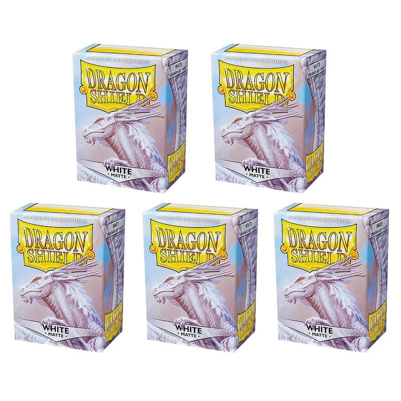 5 Packs Dragon Shield Matte Clear Black Blue Yellow Copper Gold Ivory White Green Crimson Emerald Magenta Standard Size 100ct Card Sleeves Value Bundle