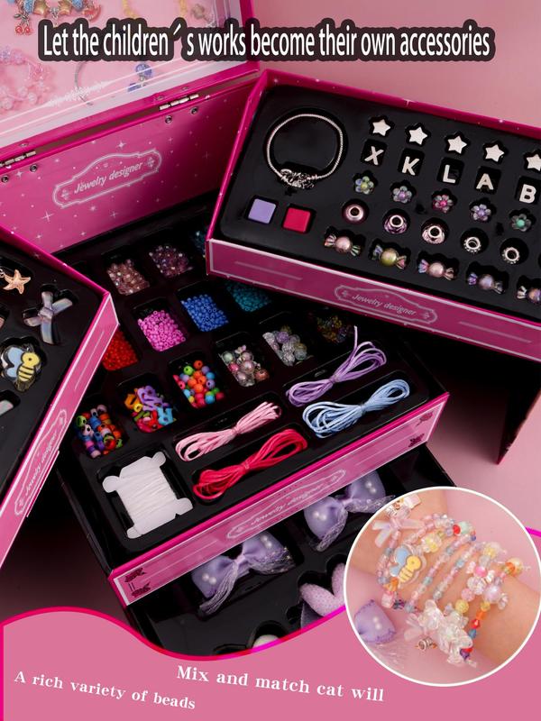 4 in 1 Beaded Jewelry Making Kit, Cute Bow & Flower Design Beaded Jewelry Kit, Diy Jewelry Making Supplies for Bracelet & Necklace Making, Diy Gift for Girl