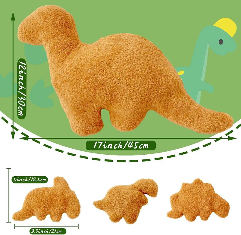 Christmas gift Dino Nugget Pillow Set - Large Chicken Nugget Plush with 3 Small Dinosaur Plush Toys