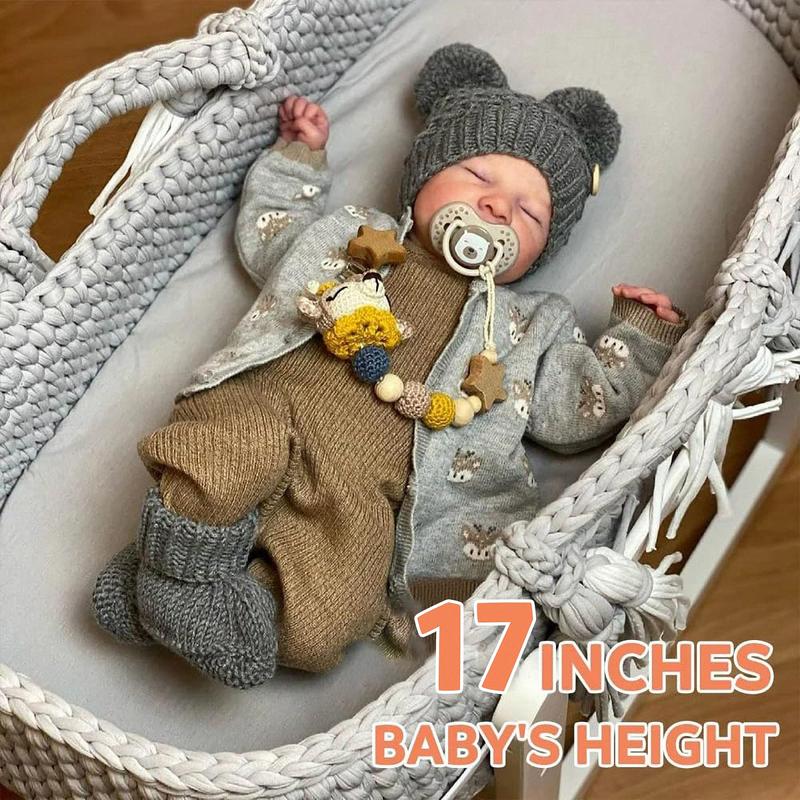 Lifelike Reborn Baby Dolls Boy - 17-Inch Soft Body Realistic-Newborn Full Body Vinyl Anatomically Correct Real Life Baby Dolls with Toy Accessories for Kids Age 3 4 5 6 7 +