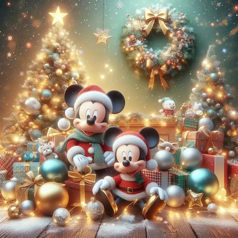 Mickey Mouse Pattern Diamond Arts Colorful Painting Kit without Frame, DIY 5D Diamond Arts Crafts Kit, Wall Art Decoration for Living Room Bedroom