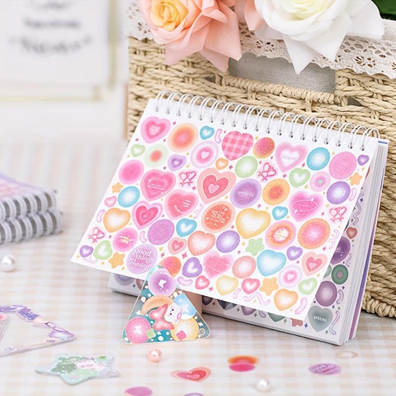 Cartoon Coil Sticker Book, 50pcs set Cute Heart Star Pattern DIY Decoration Sticker Book, for Scrapbook & Journal