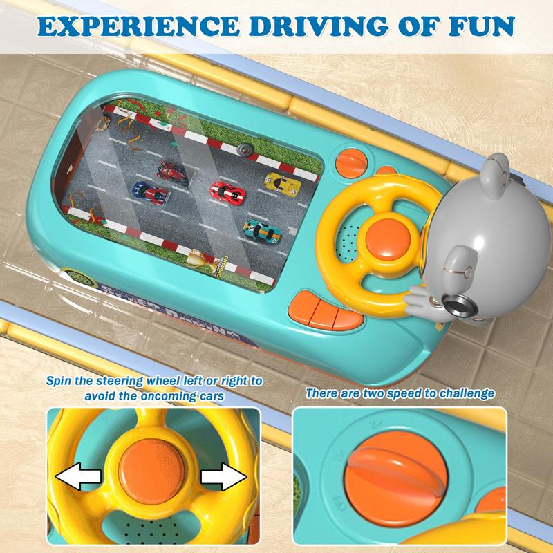 Car Racing Adventure Toy with Steering Wheel, Racing Adventure Car Steering Wheel Driving Games, Interactive Educational Toy for Boys and Girls