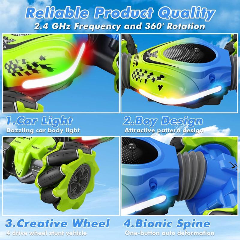 Gesture Sensing RC Stunt Car - 4WD Offroad Twist Car with 360° Rotation, Lights & Music, Perfect Birthday Gift for Kids 6-12