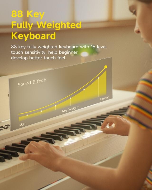 Donner DDP-95 88 Key Weighted Upright Digital Piano for Beginners White