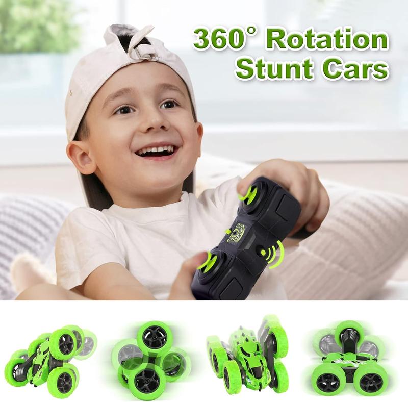 Remote Control Car Stunt RC Cars, 90 Min Playtime, 2.4Ghz Double Sided 360 Rotating RC Crawler with Headlights, 4WD Off Road Drift RC Race Car Toy for Boys and Girls Aged 6-12 Green