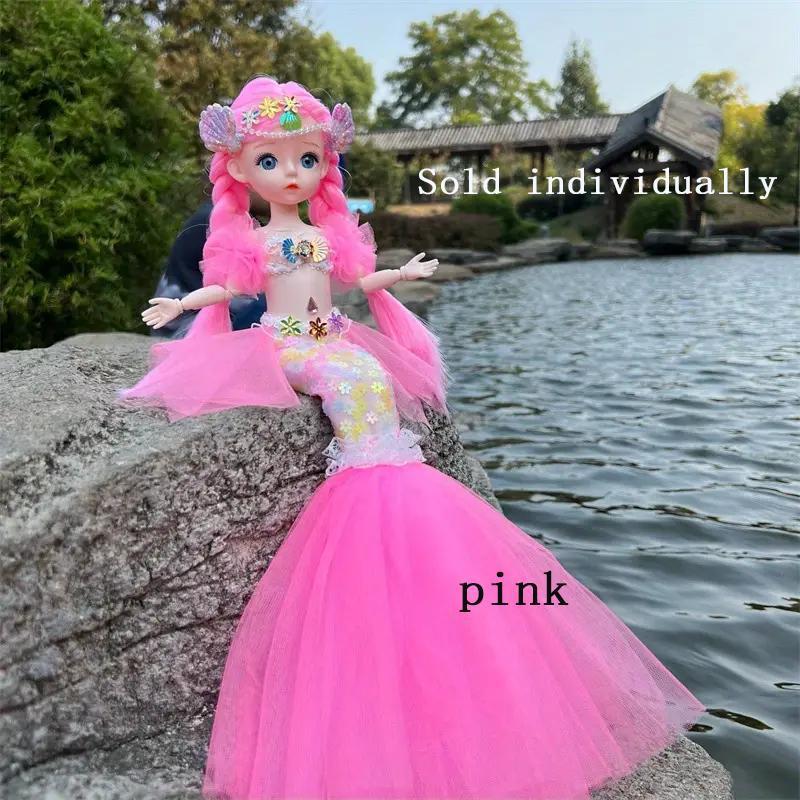 Cute Mermaid Girl Doll, 1 Count Wedding Dress Princess Doll, Mermaid Dolls with Fantasy Hair and Dress, Well-dressed Mermaid Dolls, Christmas Gift