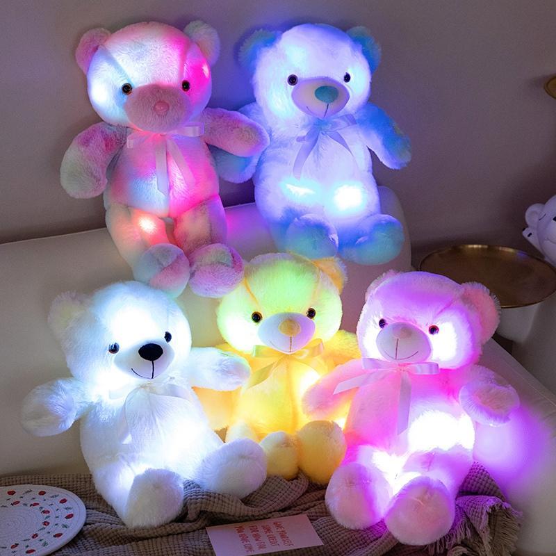 Glowing Bear Plush Toy, 1 Count Soft Bear Stuffed Doll with LED Light, Cute Animals Design Doll for Birthday Gift, Home Decoration