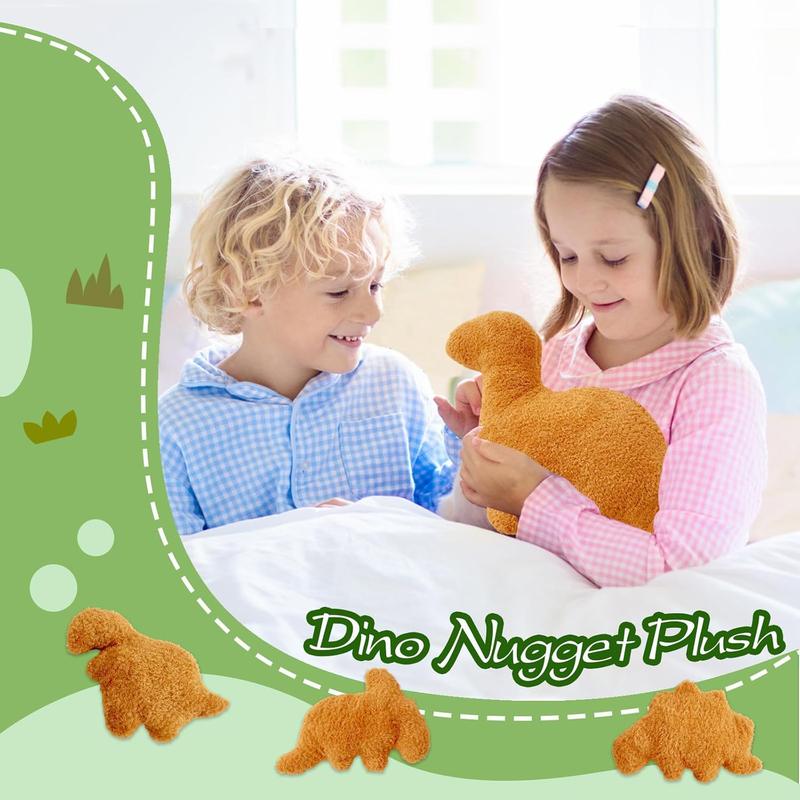 Christmas gift Dino Nugget Pillow Set - Large Chicken Nugget Plush with 3 Small Dinosaur Plush Toys