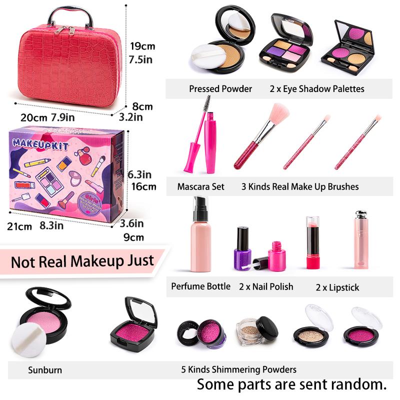 Simulated Makeup Kit for Girls, Play Makeup Set for Kids - Includes Cosmetic Bag for Birthdays and Christmas, Imaginary Makeup Fun for Toddlers and Little Girls Ages 3+